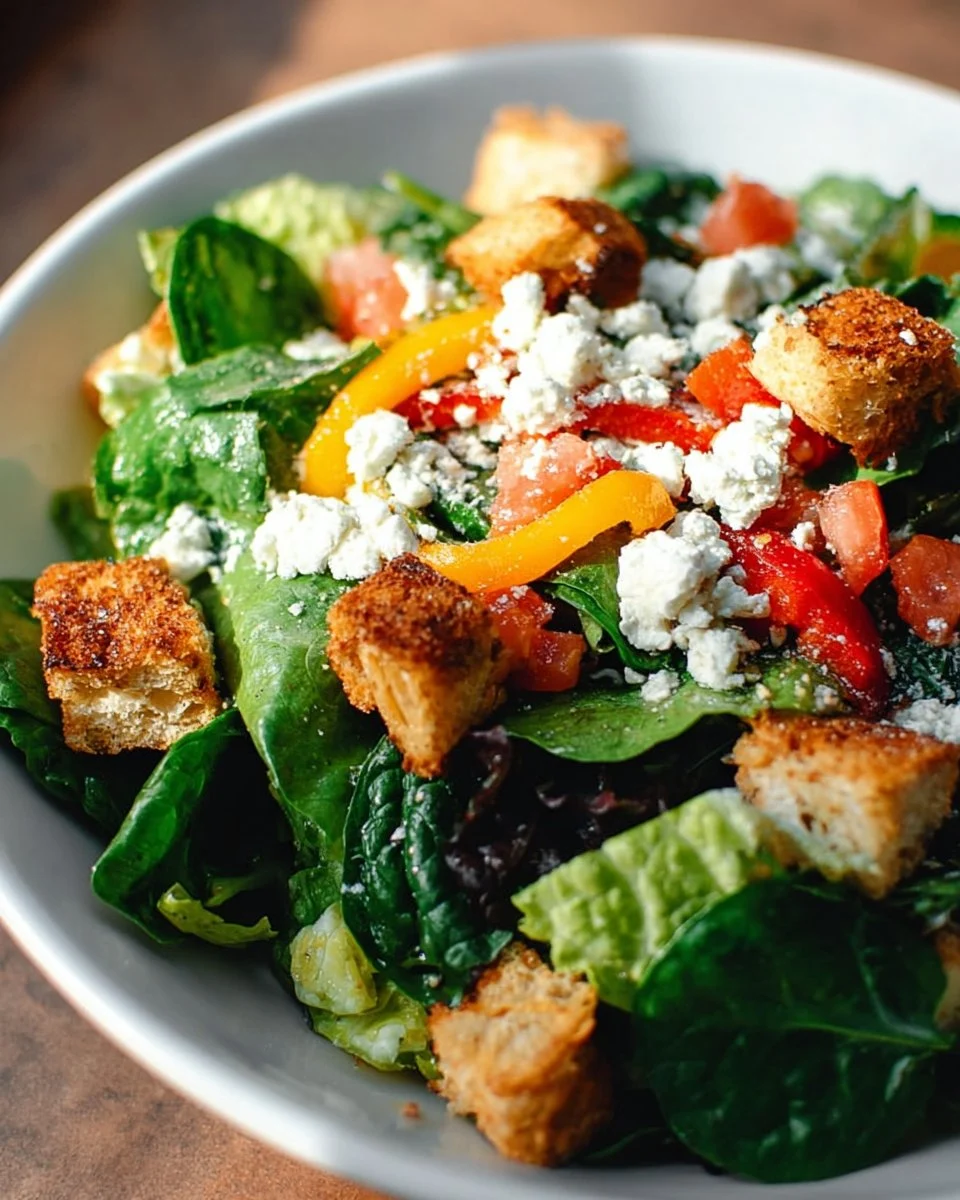 Greek Salad With Paprika Croutons
