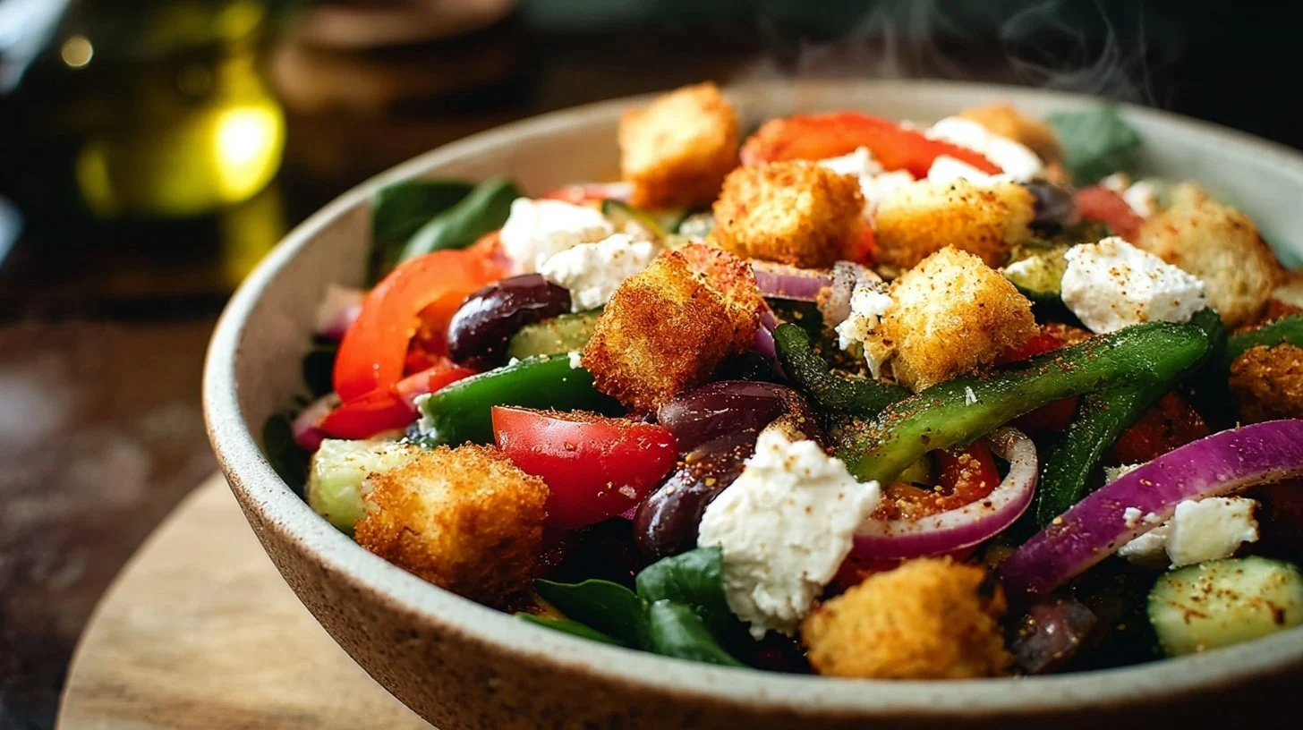 Greek Salad With Paprika Croutons