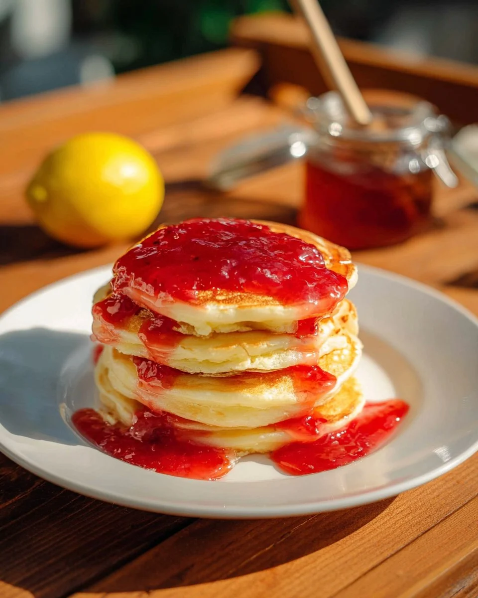 Lemon Pancakes And Blackberry Syrup