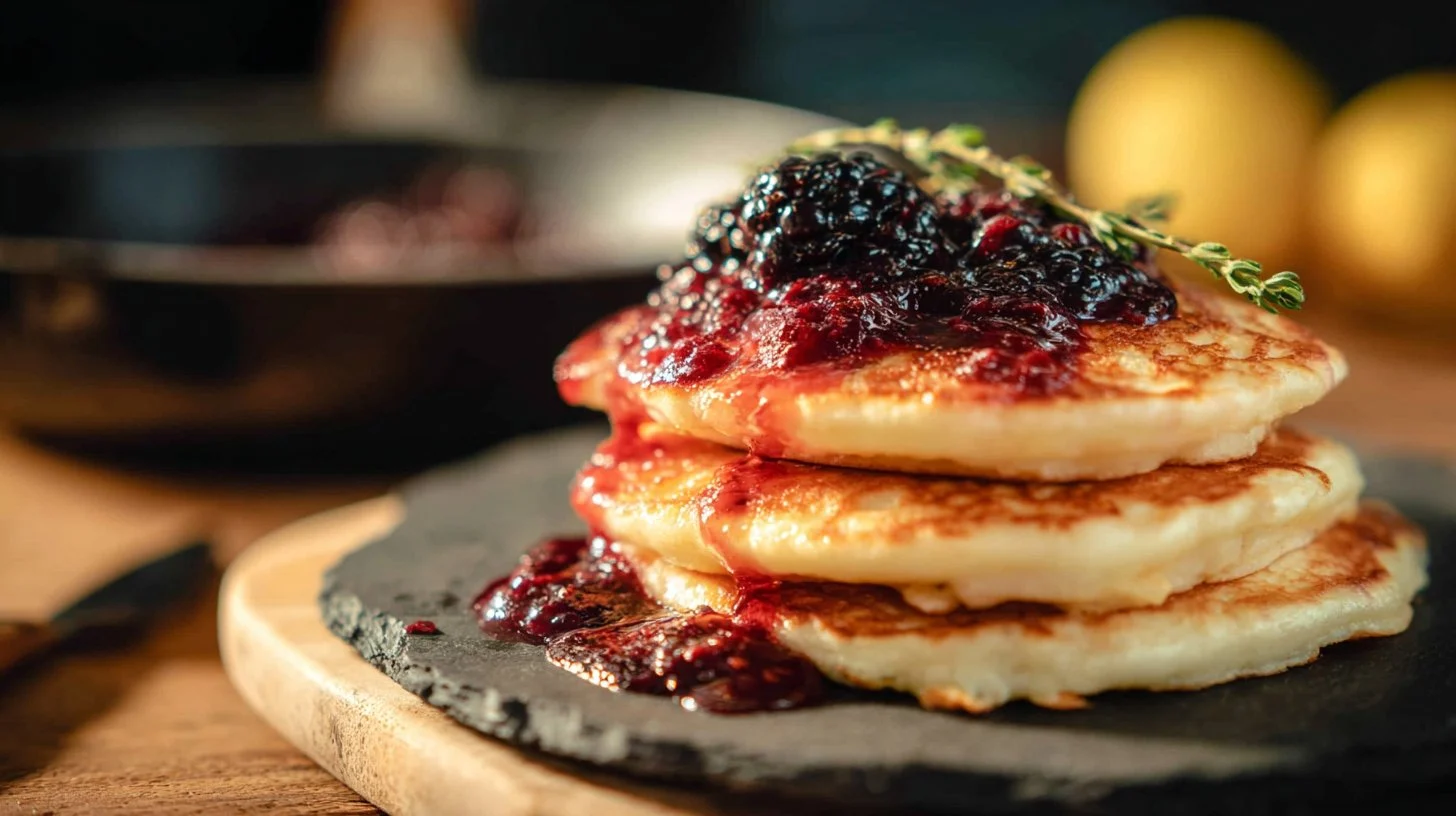 Lemon Pancakes And Blackberry Syrup