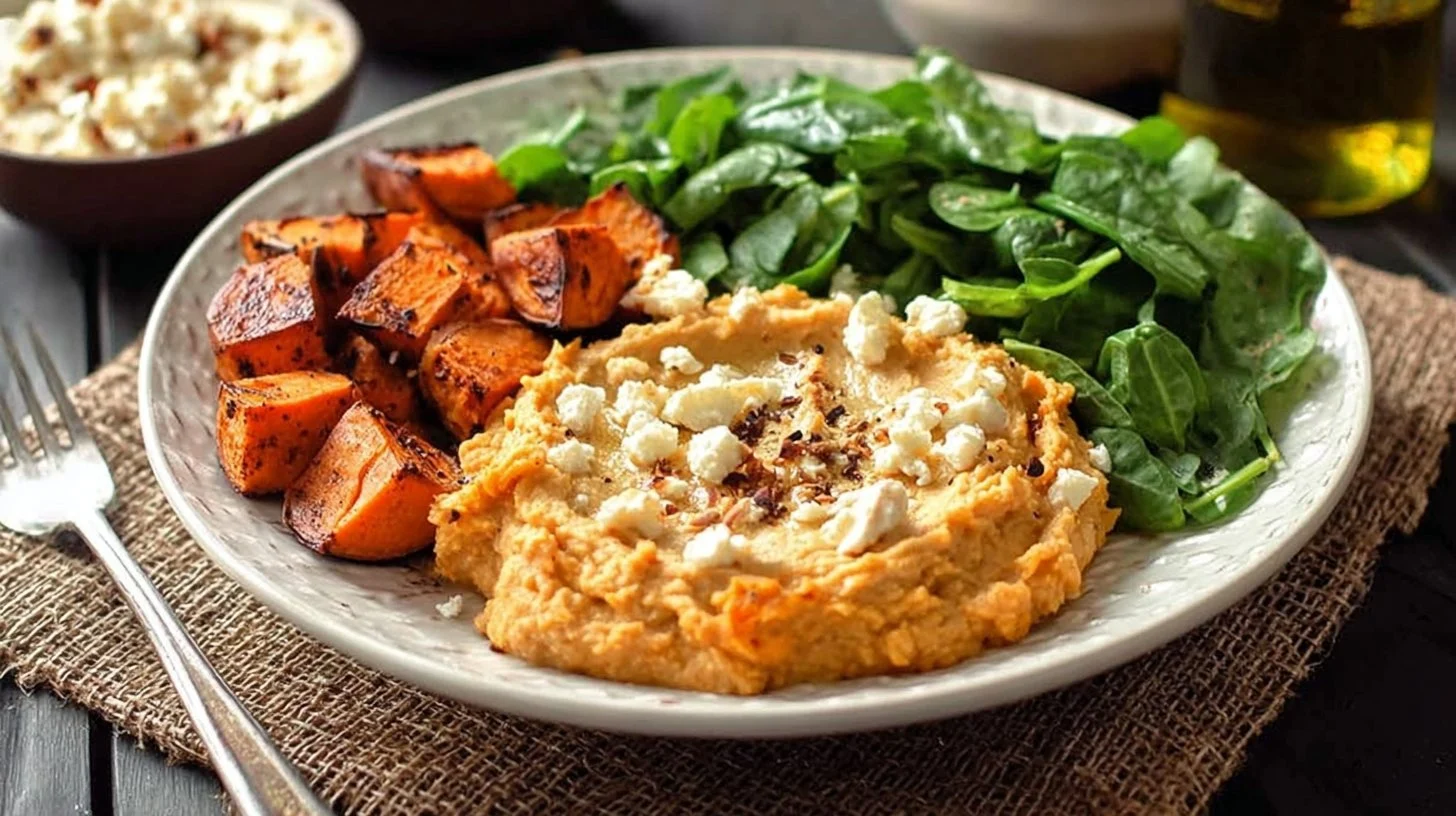 Roasted Sweet Potatoes and Hummus