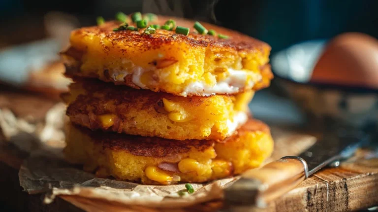 Spicy Corn Cake Breakfast Stack