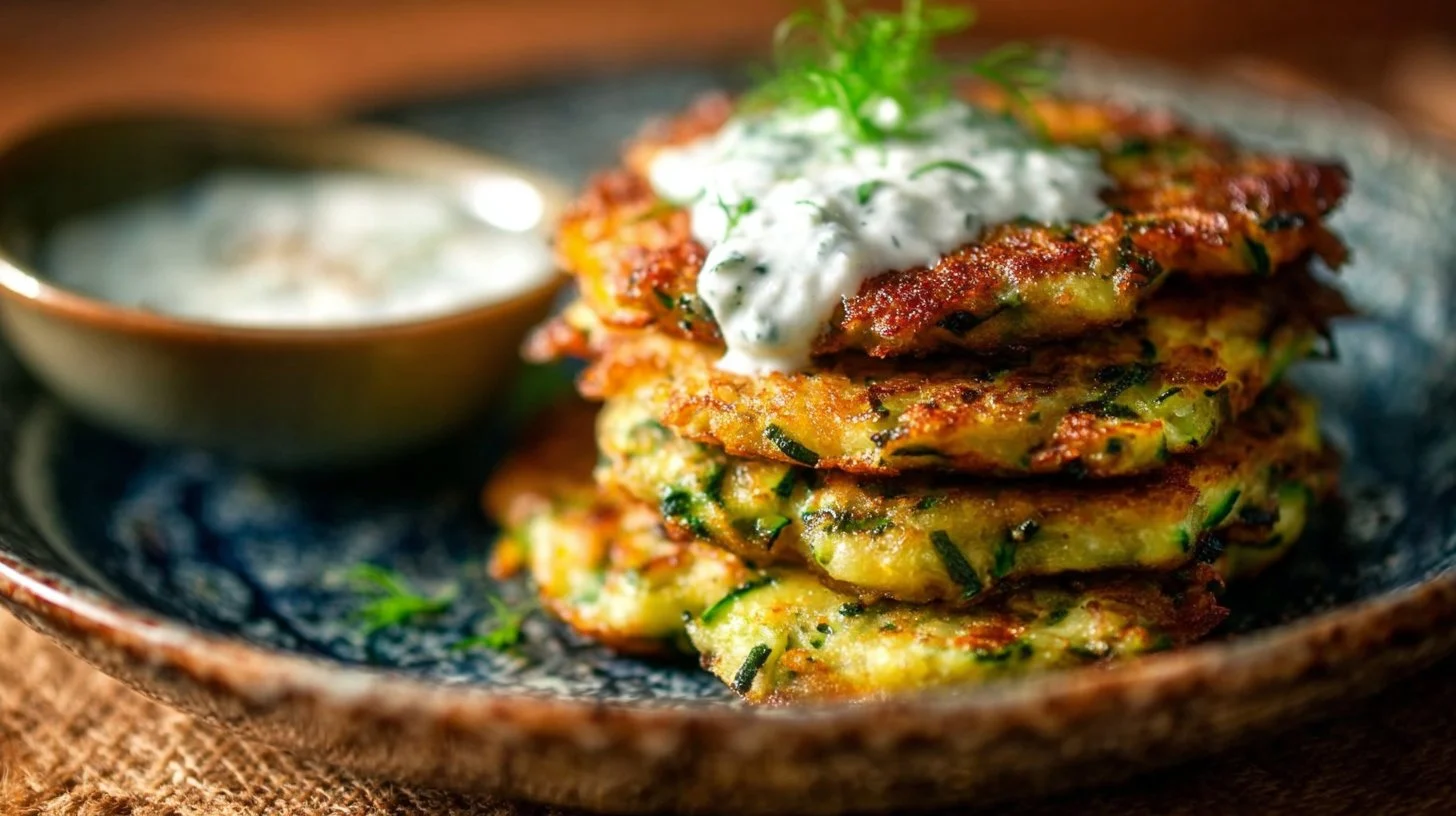 Zucchini Fritters with Goat Cheese Sauce