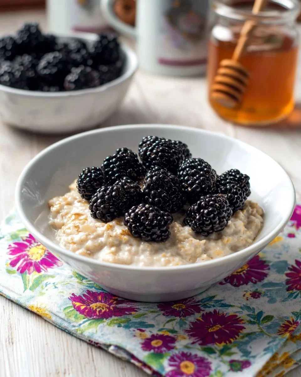 Blackberries And Cream Oats With Honey