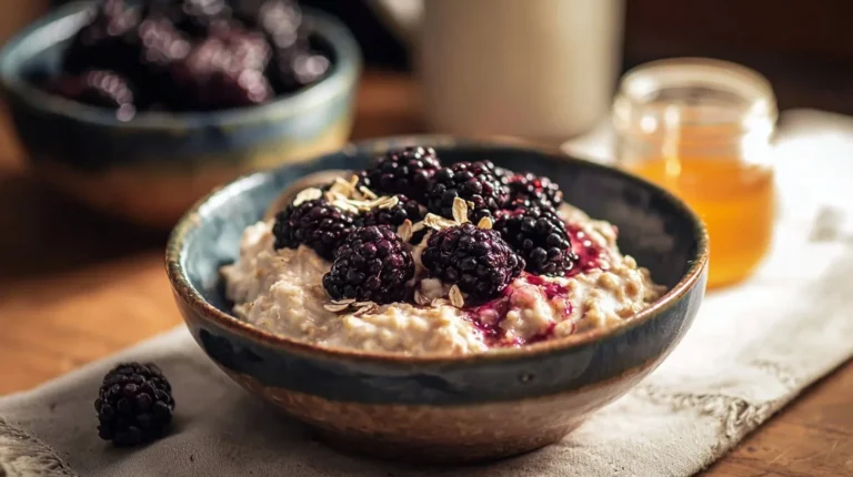 Blackberries And Cream Oats With Honey