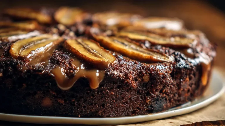 Chocolate Peanut Butter Banana Upside Down Cake