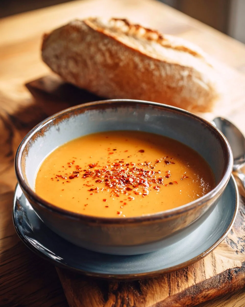 Curry Roasted Red Pepper and Eggplant Soup