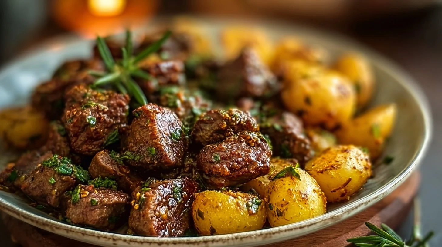 Garlic Butter Beef Bites with Potatoes