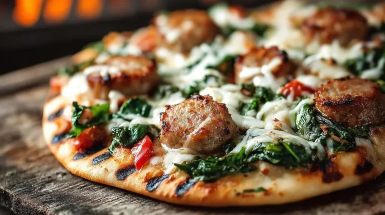 Grilled Chicken Sausage, Spinach, and Mozzarella Pizza
