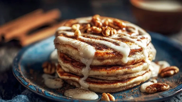 Healthy Cinnamon Roll Pancakes