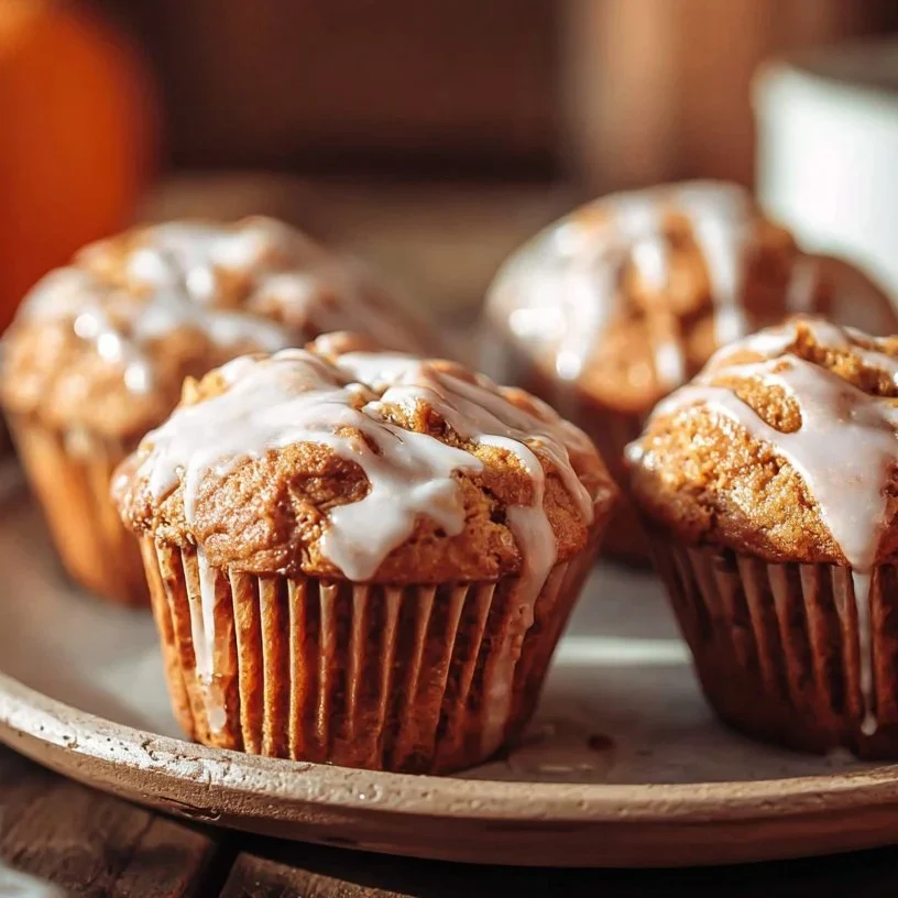 Maple Glazed Pumpkin Muffins