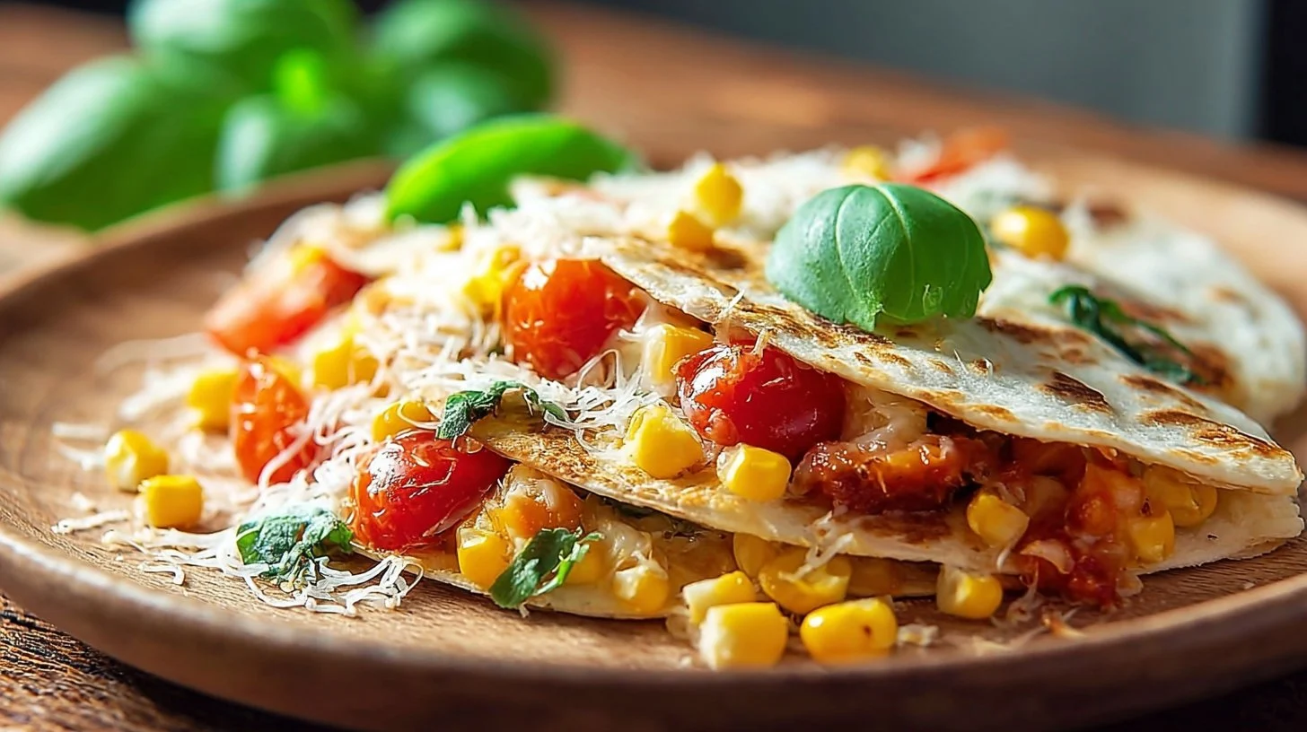 Mozzarella, Basil and Corn Quesadilla