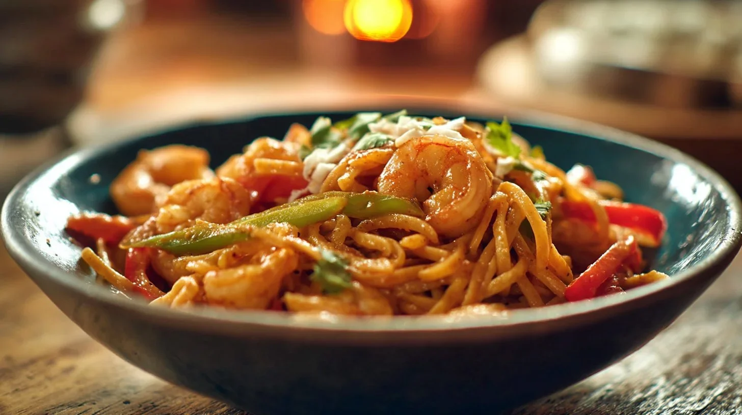 Skinny Fajita Shrimp Pasta