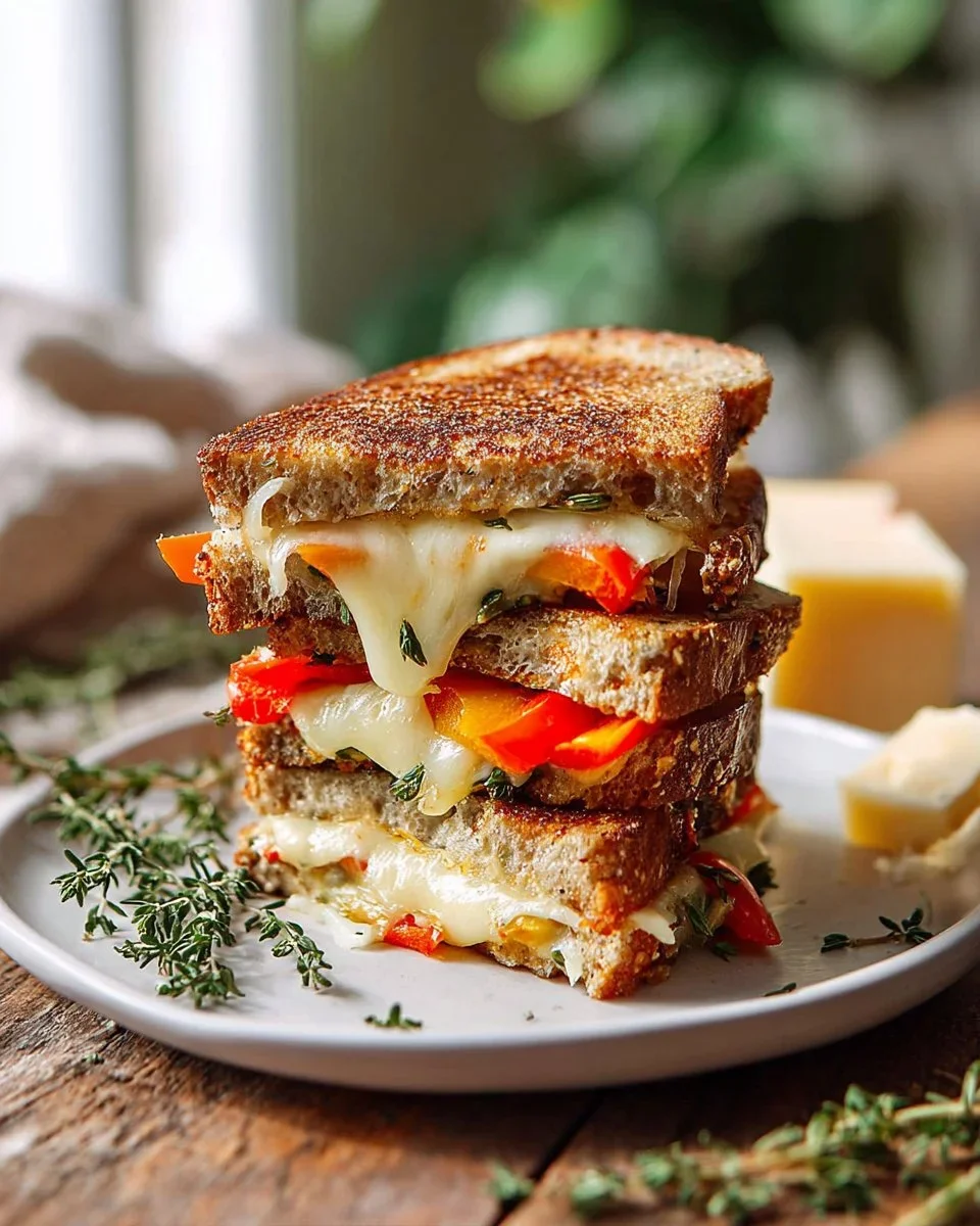 Three Cheese Roasted Vegetable Grilled Cheese