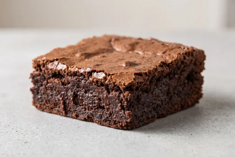 Fudgy espresso brownie square with a crackled cocoa top and rich chocolate texture