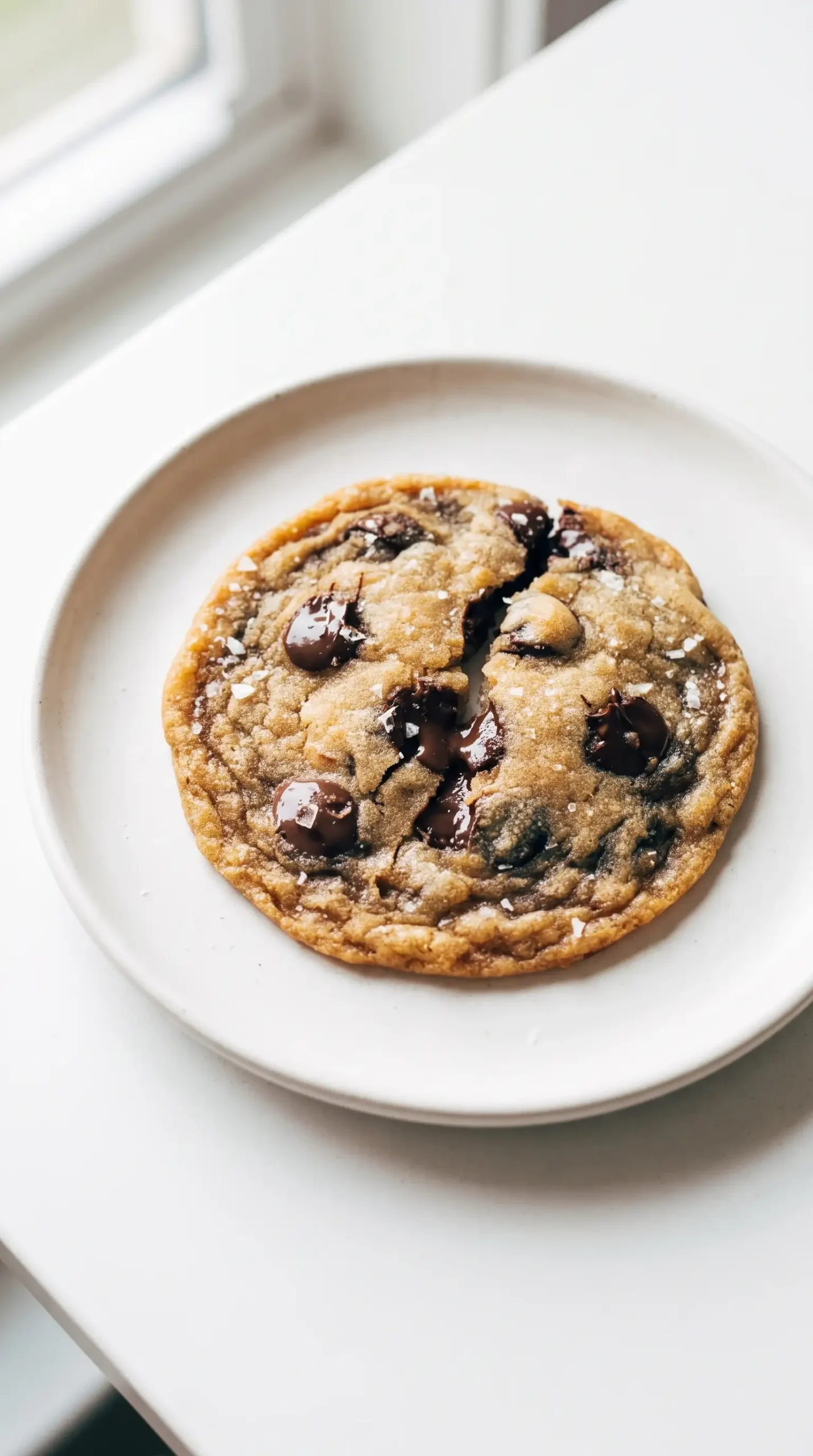 Browned butter chocolate chip cookie with crisp edges and a soft center